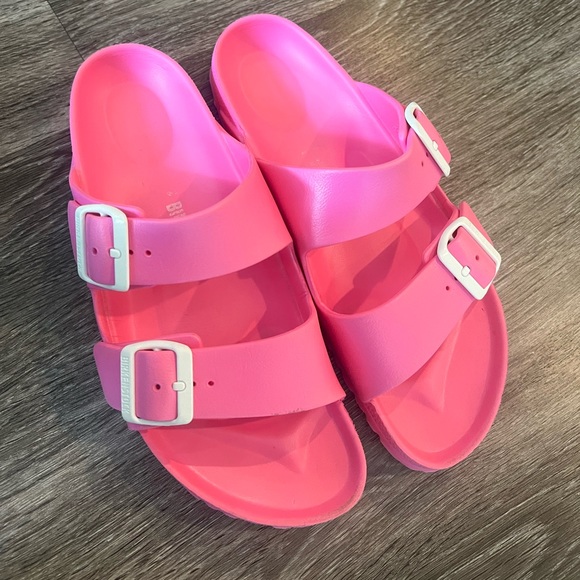 Birkenstock Shoes - Birkenstock Arizona Essentials Slide Sandal Hot Pink Size 40
